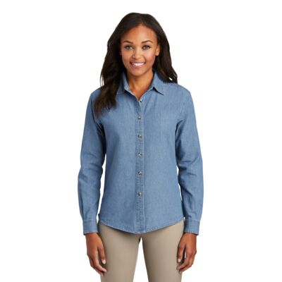 Port & Company Women's Long Sleeve Value Denim Shirt LSP10 Women's Long Sleeve Value Denim Shirt Thumbnail