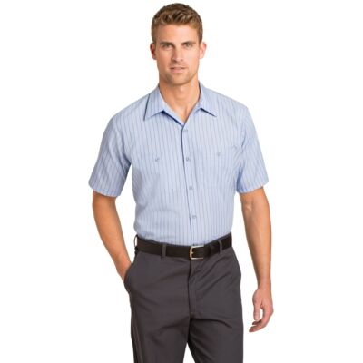 Short Sleeve Striped Industrial Work Shirt Thumbnail