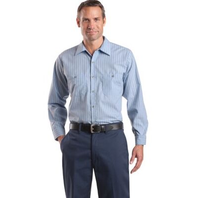 Long Sleeve Striped Industrial Work Shirt Thumbnail