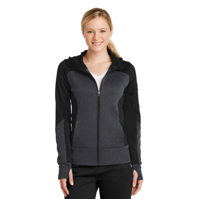 Sport Tek Women's Tech Fleece Colorblock Full Zip Hooded Jacket LST245 Women's Tech Fleece Colorblock Full Zip Hooded Jacket Thumbnail