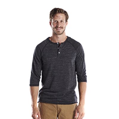 Unisex USA Made Three-Quarter Sleeve Triblend Raglan Henley Thumbnail
