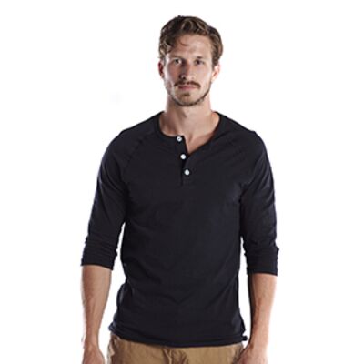 Unisex USA Made Three-Quarter Sleeve Raglan Henley Thumbnail