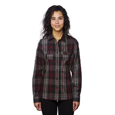 Ladies' Long-Sleeve Plaid Pattern Woven Shirt Thumbnail