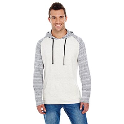 Adult Raglan Sleeve Striped Jersey Hooded T-Shirt Thumbnail