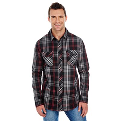 Men's Long-Sleeve Plaid Pattern Woven Shirt Thumbnail