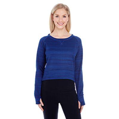 Ladies' Odyssey Striped Poly Fleece Hi-Lo Crew Thumbnail