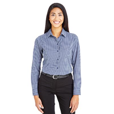 CrownLux Performance® Ladies' Tonal Mini Check Woven Shirt Thumbnail