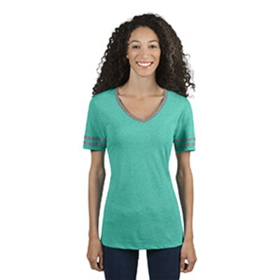 Ladies' TRI-BLEND Varsity V-Neck T-Shirt Thumbnail