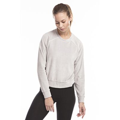 Ladies' USA Made Velour Cropped Long-Sleeve Pullover Top Thumbnail