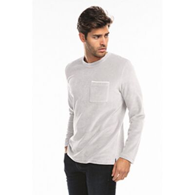 Unisex USA Made Velour Long-Sleeve Pocket T-Shirt Thumbnail