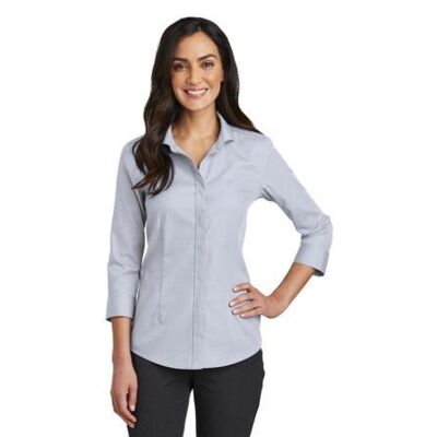 Ladies 3/4 Sleeve Nailhead Non Iron Shirt Thumbnail