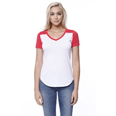StarTee Ladies' CVC Varsity V-Neck T-Shirt ST1432 Ladies' CVC Varsity V-Neck T-Shirt Thumbnail