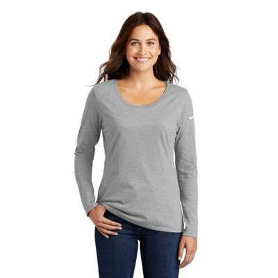 Nike Ladies Core Cotton Long Sleeve Scoop Neck Tee NKBQ5235 Ladies Core Cotton Long Sleeve Scoop Neck Tee Thumbnail