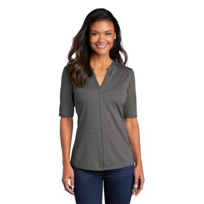 Port Authority Women's Stretch Heather Open Neck Top LK583 Women's Stretch Heather Open Neck Top Thumbnail