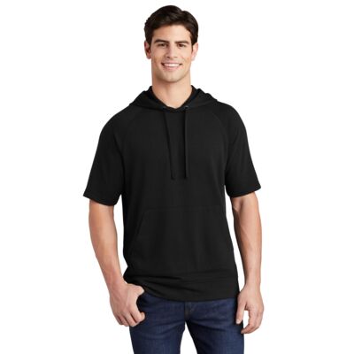 PosiCharge ® Tri Blend Wicking Fleece Short Sleeve Hooded Pullover Thumbnail