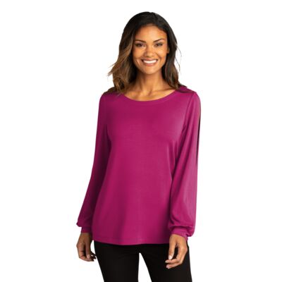 Port Authority Women's Luxe Knit Jewel Neck Top LK5600 Women's Luxe Knit Jewel Neck Top Thumbnail