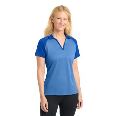 Sport Tek ® Ladies PosiCharge ® RacerMesh ® Raglan Heather Block Polo LST641 ® Ladies PosiCharge ® RacerMesh ® Raglan Heather Block Polo Thumbnail